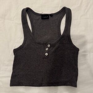 Urban Outfitters Charcoal Ribbed Crop Top